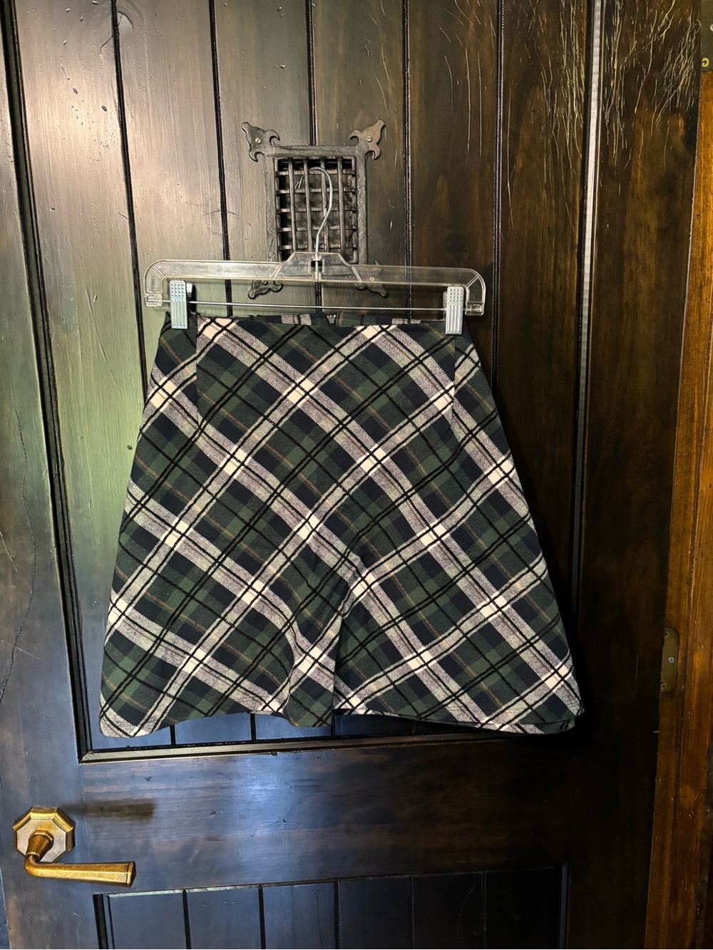 Green white black plaid mini skirt plus size 2X